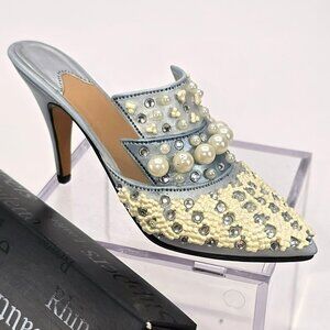 Pearl & Rhinestone Embellished Shoe Figurine Circa 1990 "Frosted Fantasy" PR608